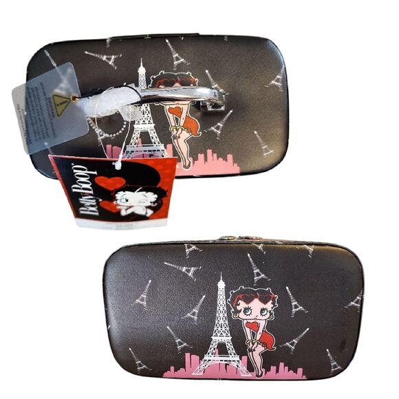 Betty Boop In Paris Black Pink Printed Hardcase Make Up Carrying Case NWT - Picture 11 of 12